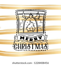Merry Christmas. Typography. Vector logo, text design. Greeting card.