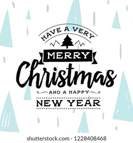 Merry Christmas. Typography. Vector logo, text design. Greeting card.