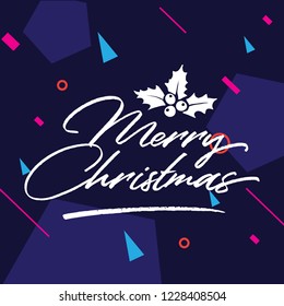 Merry Christmas. Typography. Vector logo, text design. Greeting card.