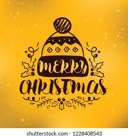 Merry Christmas. Typography. Vector logo, text design. Greeting card.