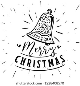 Merry Christmas. Typography. Vector logo, text design. Greeting card.
