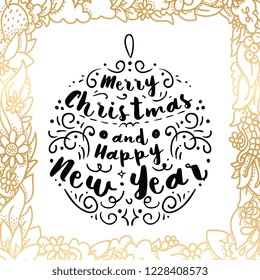Merry Christmas. Typography. Vector logo, text design. Greeting card.