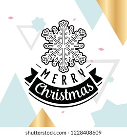 Merry Christmas. Typography. Vector logo, text design. Greeting card.