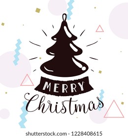 Merry Christmas. Typography. Vector logo, text design. Greeting card.