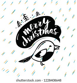 Merry Christmas. Typography. Vector logo, text design. Greeting card.