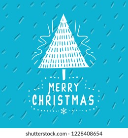 Merry Christmas. Typography. Vector logo, text design. Greeting card.