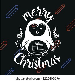 Merry Christmas. Typography. Vector logo, text design. Greeting card.