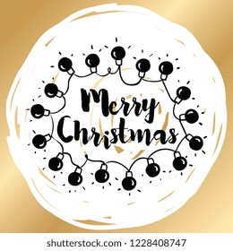Merry Christmas. Typography. Vector logo, text design. Greeting card.
