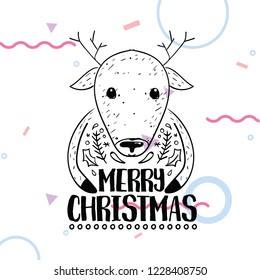 Merry Christmas. Typography. Vector logo, text design. Greeting card.