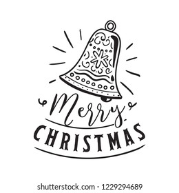 Merry Christmas. Typography. Vector logo, text design. Greeting card.