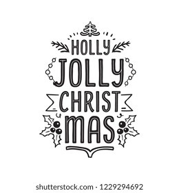 Merry Christmas. Typography. Vector logo, text design. Greeting card.