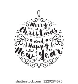 Merry Christmas. Typography. Vector logo, text design. Greeting card.
