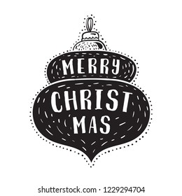 Merry Christmas. Typography. Vector logo, text design. Greeting card.