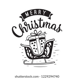 Merry Christmas. Typography. Vector logo, text design. Greeting card.