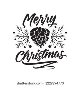 Merry Christmas. Typography. Vector logo, text design. Greeting card.