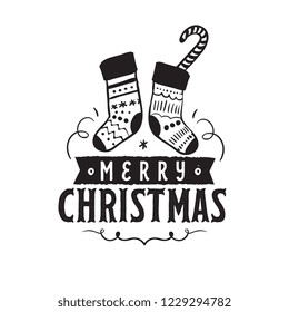 Merry Christmas. Typography. Vector logo, text design. Greeting card.