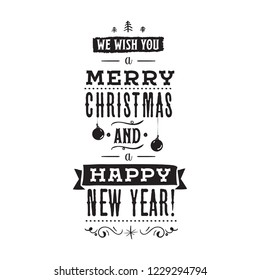 Merry Christmas. Typography. Vector logo, text design. Greeting card.