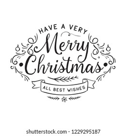 Merry Christmas. Typography. Vector logo, text design. Greeting card.