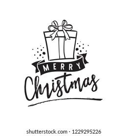 Merry Christmas. Typography. Vector logo, text design. Greeting card.