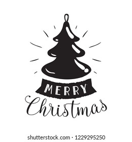 Merry Christmas. Typography. Vector logo, text design. Greeting card.