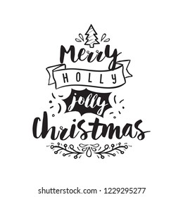 Merry Christmas. Typography. Vector logo, text design. Greeting card.