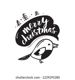 Merry Christmas. Typography. Vector logo, text design. Greeting card.
