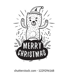 Merry Christmas. Typography. Vector logo, text design. Greeting card.
