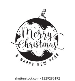 Merry Christmas. Typography. Vector logo, text design. Greeting card.