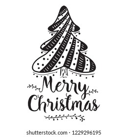Merry Christmas. Typography. Vector logo, text design. Greeting card.