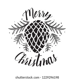 Merry Christmas. Typography. Vector logo, text design. Greeting card.