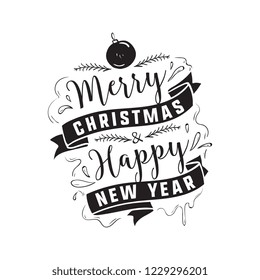 Merry Christmas. Typography. Vector logo, text design. Greeting card.