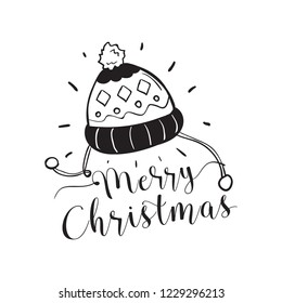 Merry Christmas. Typography. Vector logo, text design. Greeting card.