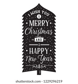 Merry Christmas. Typography. Vector logo, text design. Greeting card.