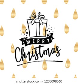 Merry Christmas. Typography. Vector logo, text design. Greeting card.