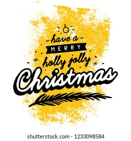 Merry Christmas. Typography. Vector logo, text design. Greeting card.