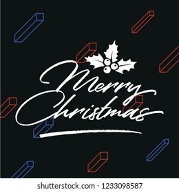 Merry Christmas. Typography. Vector logo, text design. Greeting card.