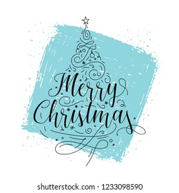 Merry Christmas. Typography. Vector logo, text design. Greeting card.