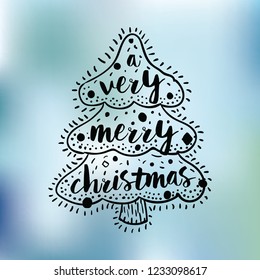 Merry Christmas. Typography. Vector logo, text design. Greeting card.