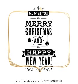 Merry Christmas. Typography. Vector logo, text design. Greeting card.