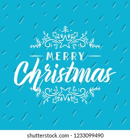 Merry Christmas. Typography. Vector logo, text design. Greeting card.