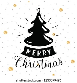 Merry Christmas. Typography. Vector logo, text design. Greeting card.