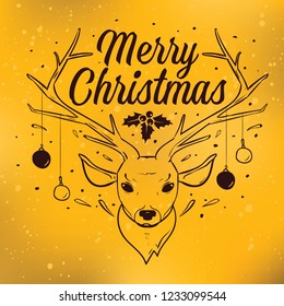 Merry Christmas. Typography. Vector logo, text design. Greeting card.