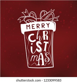 Merry Christmas. Typography. Vector logo, text design. Greeting card.