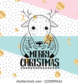 Merry Christmas. Typography. Vector logo, text design. Greeting card.
