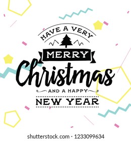 Merry Christmas. Typography. Vector logo, text design. Greeting card.
