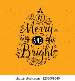 Merry Christmas. Typography. Vector logo, text design. Greeting card.
