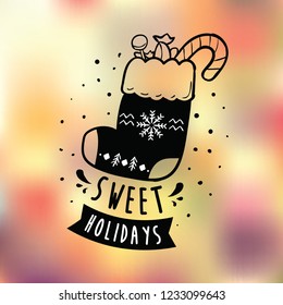 Merry Christmas. Typography. Vector logo, text design. Greeting card.