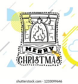 Merry Christmas. Typography. Vector logo, text design. Greeting card.