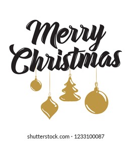 Merry Christmas. Typography. Vector logo, text design. Greeting card.
