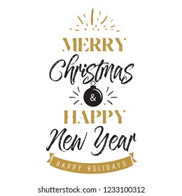 Merry Christmas. Typography. Vector logo, text design. Greeting card.